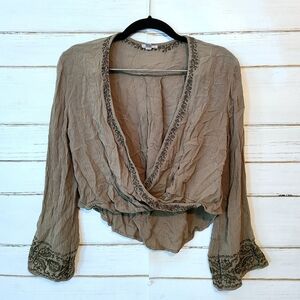 Urban Outfitters Ecote Deep V L/S Crop Top